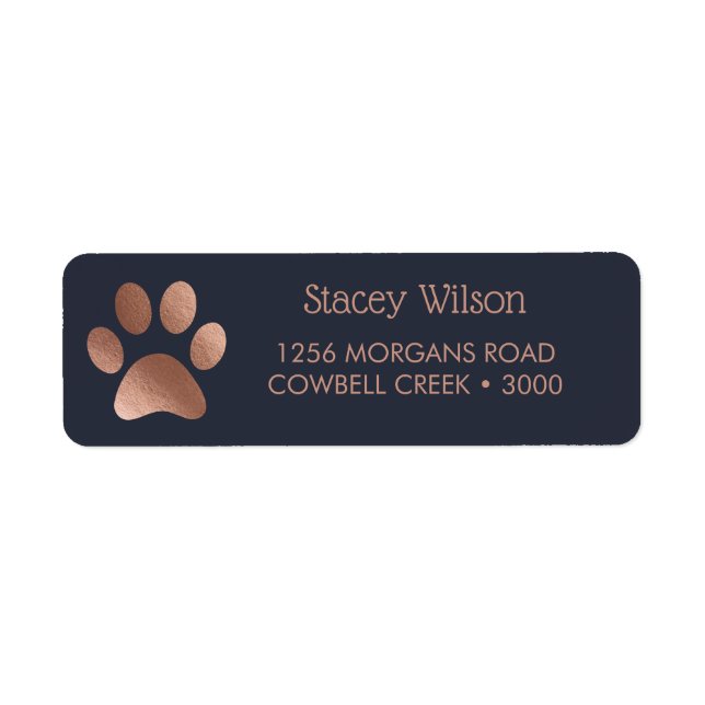 Rose Gold Paw Print Logo On Rich Navy (Front)