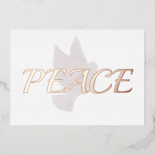 Rose Gold Peace over Dove Foil Holiday Card