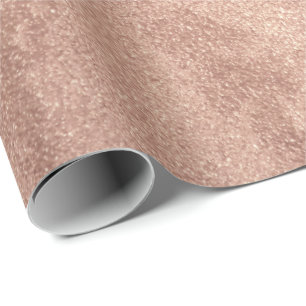 Rose Gold Peach Glitter Abstract Cement Copper Wrapping Paper