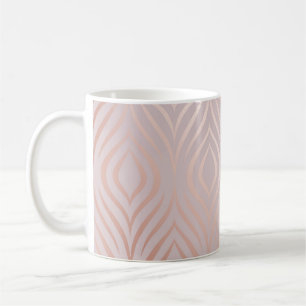 Rose gold peacock feathers, vintage coffee mug