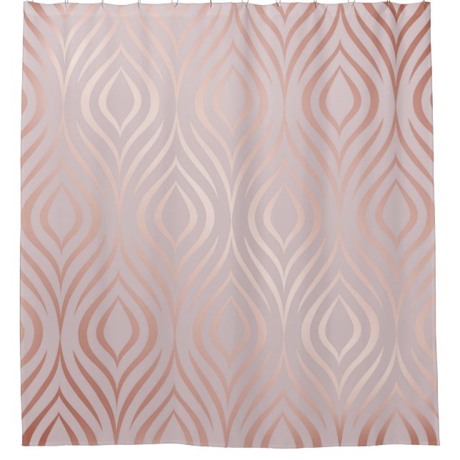 Rose gold peacock feathers, vintage shower curtain (Front)