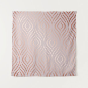 Rose gold peacock feathers, vintage tapestry