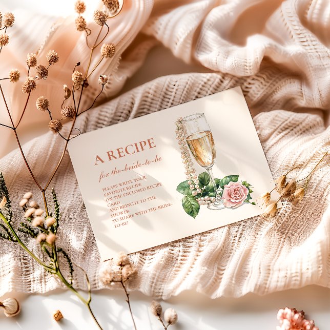 Rose Gold Pearls and Prosecco Bridal Shower Enclosure Card (Creator Uploaded)