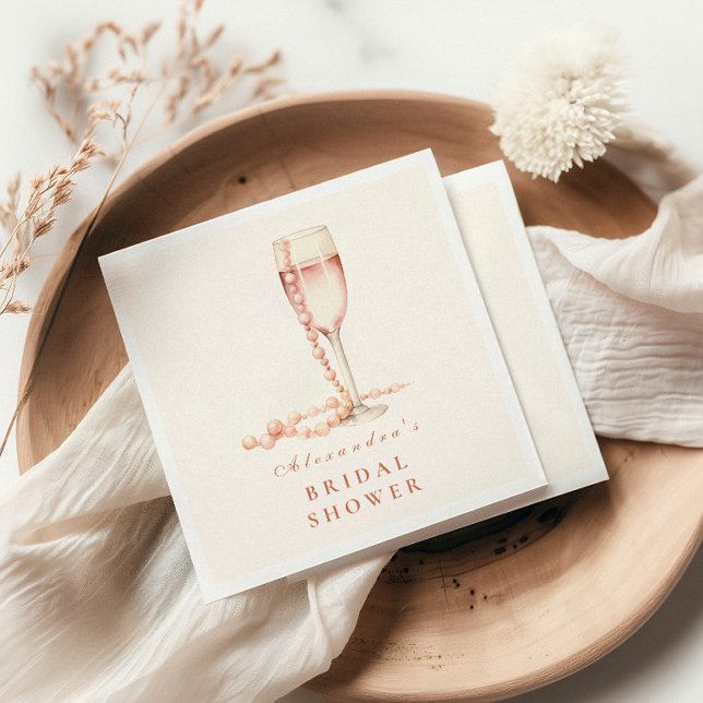 Rose Gold Pearls and Prosecco Napkin (Creator Uploaded)