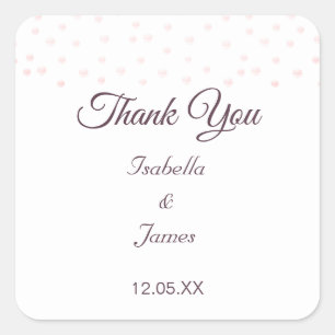 Rose Gold pearls on Thank You wedding Stickers