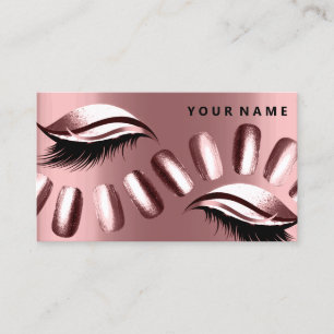 Rose Gold Pearly Nails Lashes Vip Metallic Business Card