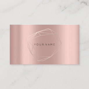 Rose Gold Pearly Poligonal Frame Vip Metallic Business Card