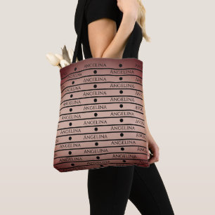Rose Gold Personalised All Over Print Stripes Tote Bag