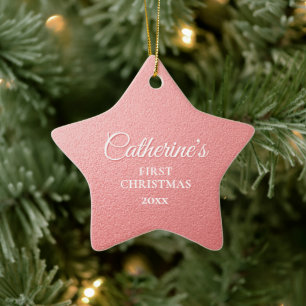 Rose Gold Personalised First Christmas Star Ceramic Tree Decoration