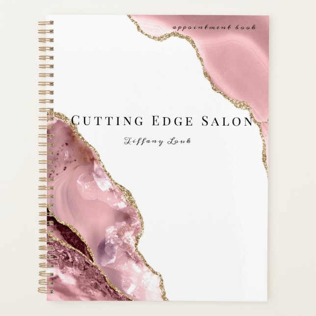 Rose Gold Personalised Hair Appointment Book Planner (Front)