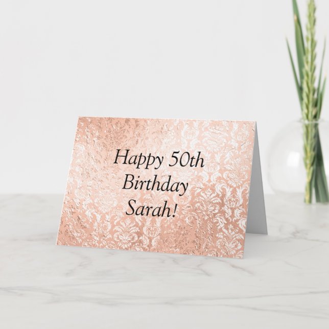 Rose Gold Personalised Happy Birthday Card (Front)