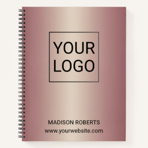 Rose Gold Personalised Logo Business Notebook