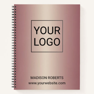 Rose Gold Personalised Logo Business  Notebook