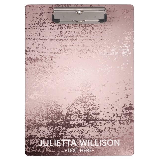 Rose gold personalised Luxury metallic design Clipboard (Front)