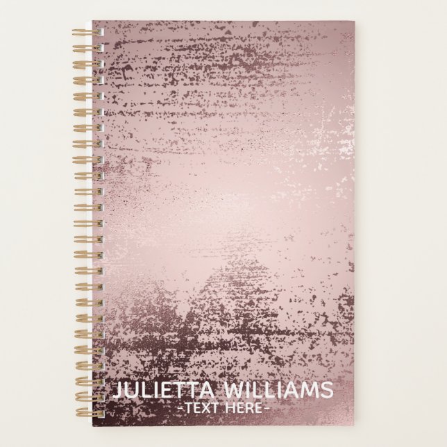 Rose gold personalised Luxury metallic design Planner (Front)
