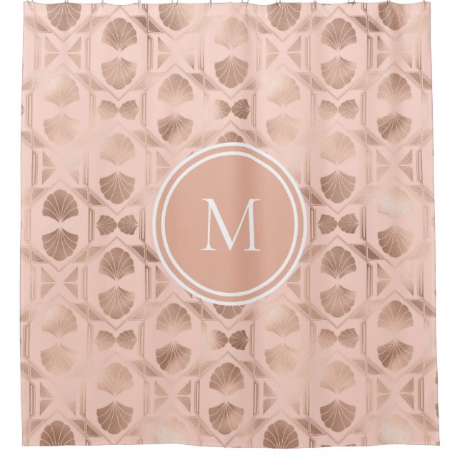 Rose Gold Personalised Monogram Shower Curtain (Front)