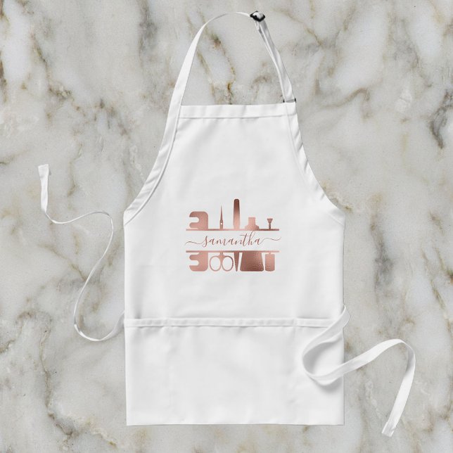 Rose Gold Personalised name Beauty Nail Salon Standard Apron (Creator Uploaded)