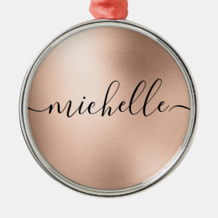 Rose Gold Personalized Christmas Metal Tree Decoration