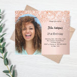 Rose gold photo arch confetti birthday invitation<br><div class="desc">Add your own vertical size photo. An arch shaped photo frame. A rose gold gradient background colour. Decorated with confetti. Personalise and add a name and party details.  

1 sheet = 1 invitation printed edge to edge.</div>