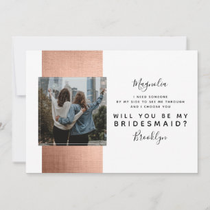 Rose Gold Photo Bridesmaid Proposal Card