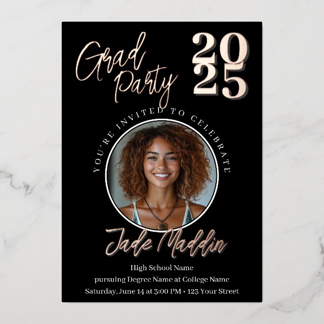  Rose Gold Photo Design High School Graduation (Front)