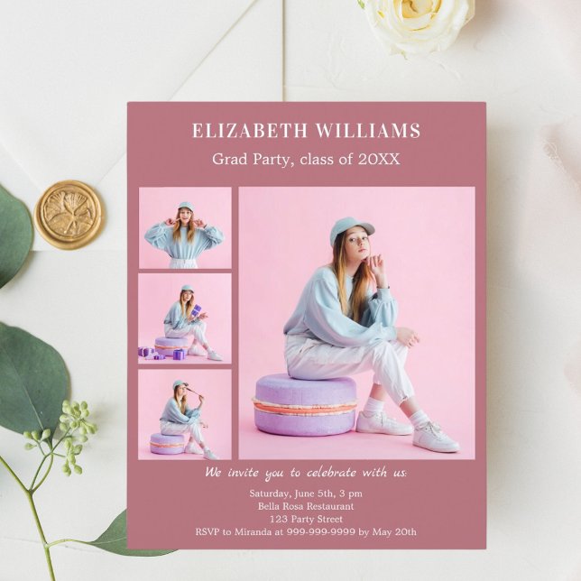 Rose gold photo Graduation Party invitation (Creator Uploaded)