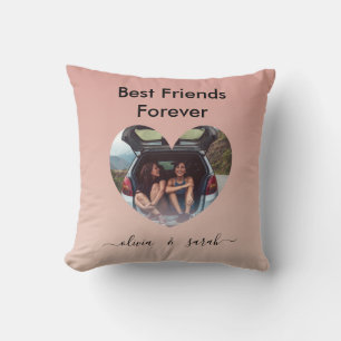 Rose Gold Photo Heart Best Friends Forever Cushion