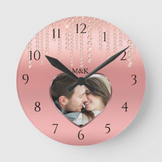 Rose Gold Photo Round Clock