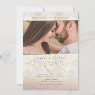 Rose Gold Photo Wedding Invitation