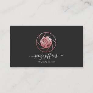 Rose Gold Photographer Logo   Signature Business Card