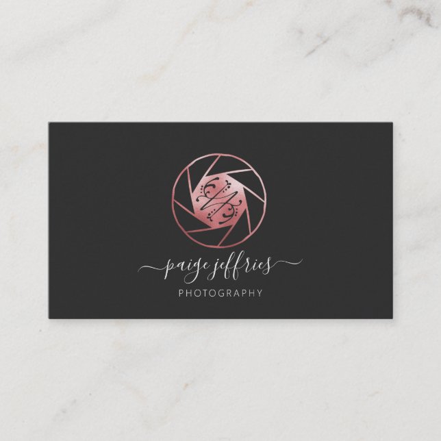 Rose Gold Photographer Logo | Signature Business Card (Front)