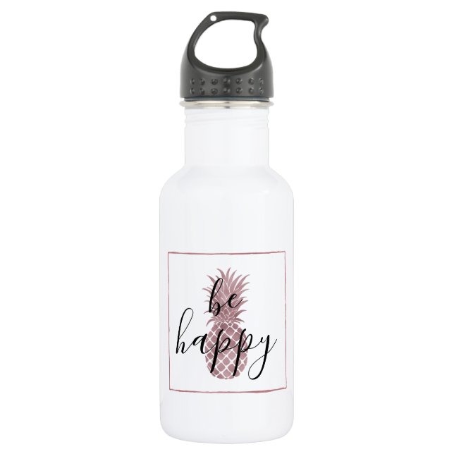 Rose Gold Pineapple Be Happy 532 Ml Water Bottle (Front)