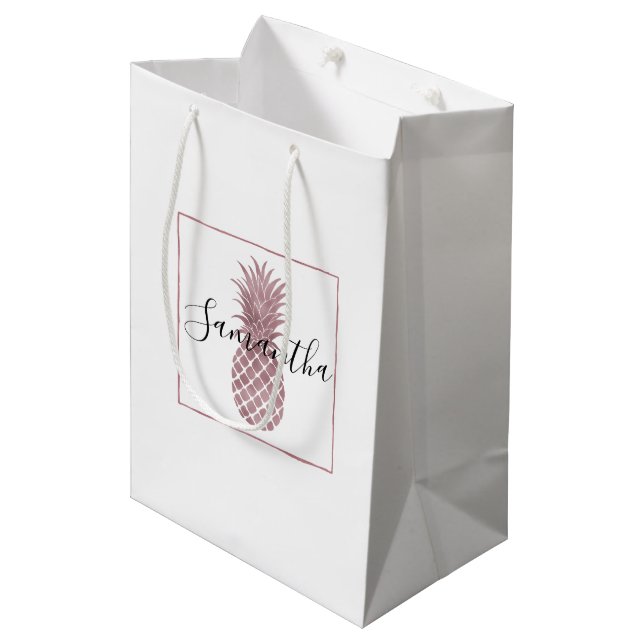 Rose Gold Pineapple Medium Gift Bag (Front Angled)