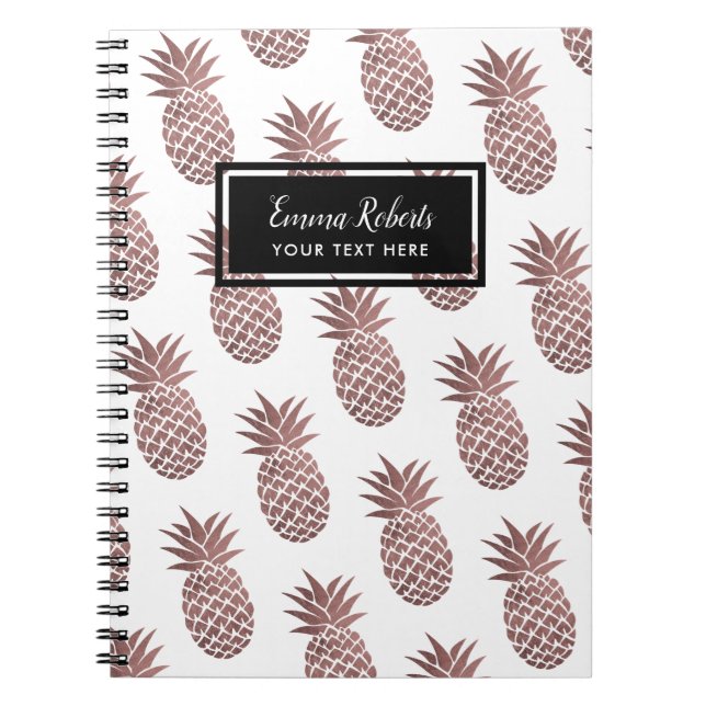 Rose Gold Pineapple Pattern Elegant Notebook (Front)