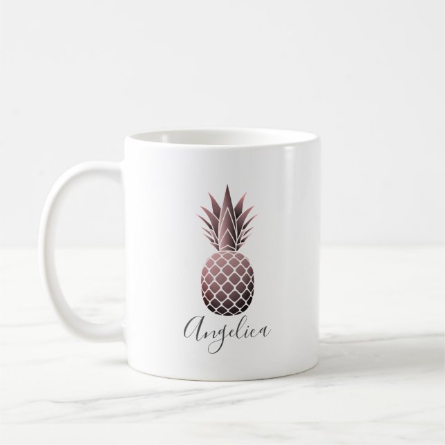 Rose Gold Pineapple Personalised Mug (Left)