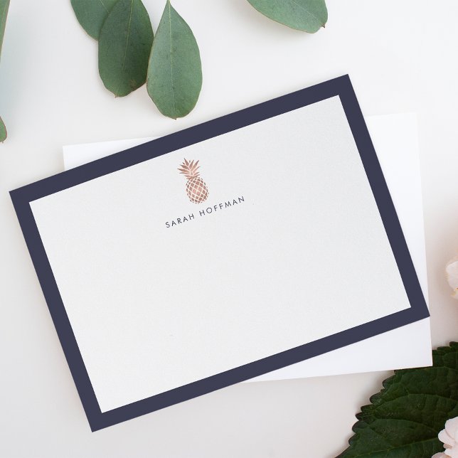 Rose Gold Pineapple | Personalised Stationery Card (Creator Uploaded)