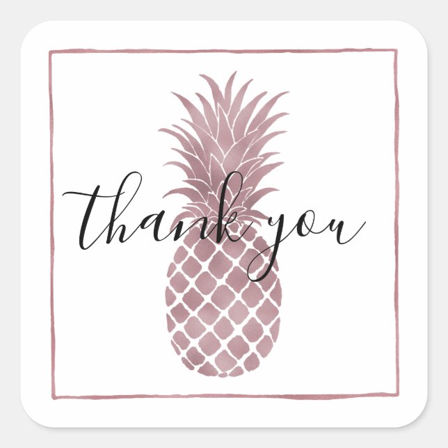 Rose Gold Pineapple Square Sticker (Front)