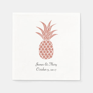 Rose Gold Pineapple Wedding Cocktail Napkins