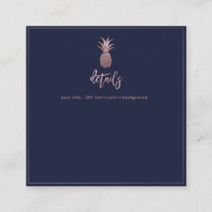 Rose Gold Pineapple Wedding Details Cards