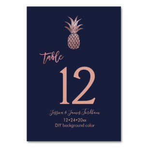 Rose Gold Pineapple Wedding Table Number