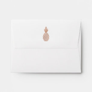 Rose Gold Pineapple with Navy Text   RSVP Envelope