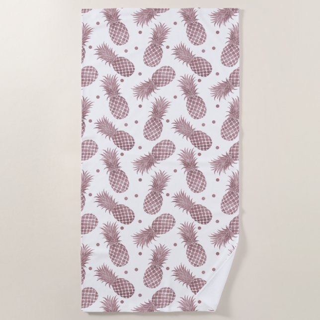 Rose Gold Pineapples Beach Towel (Front)