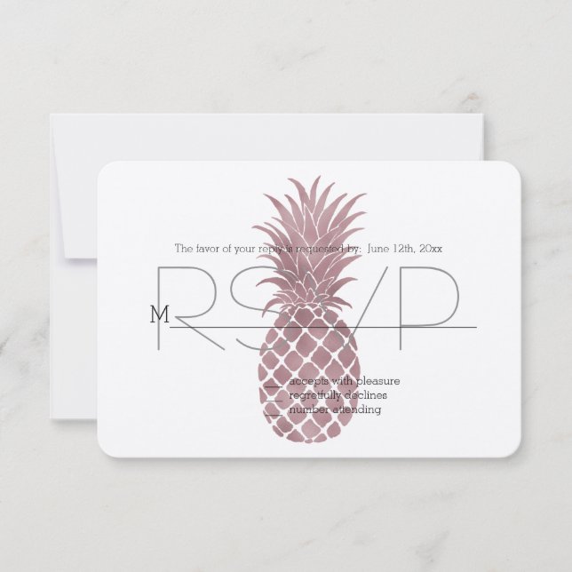 Rose Gold Pineapples RSVP (Front)