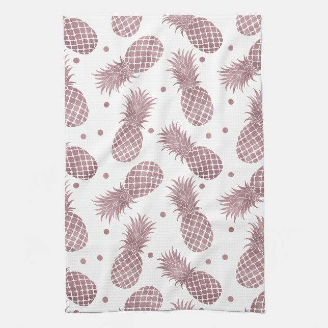 Rose Gold Pineapples Tea Towel (Vertical)