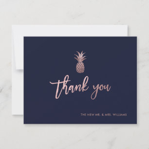 Rose Gold Pineapples Thank You Cards