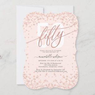 Rose Gold & Pink 50th Birthday Party Invitation