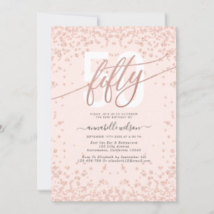 Rose Gold & Pink 50th Birthday Party Invitation