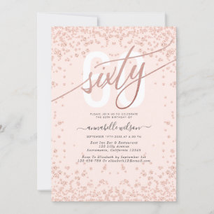 Rose Gold & Pink 60th Birthday Party Invitation