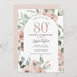 Rose Gold Pink 80th Birthday Invitation<br><div class="desc">This Rose Gold Pink 80th Birthday Invitation is perfect for a birthday celebration for a special mother or grandmother. This invitation features pretty watercolor florals in dusty blush pink with eucalyptus and sage greenery. Make this invitation your own by including the name of the birthday girl and all of the...</div>