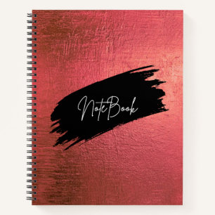 Rose Gold Pink and Black Brushstroke Notebook